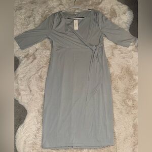 Elegant Blue Wrap Dress